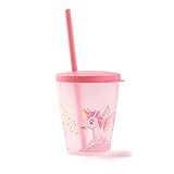 Snips | Vaso con pajita y tapa con decoración unicornio | 385 ml | BPA Free | Made in Italy