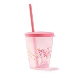 Snips | Vaso con pajita y tapa con decoración unicornio | 385 ml | BPA Free | Made in Italy