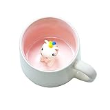 BigNoseDeer Lindo unicornio Taza de ceramica Único Pintado a mano Novedad Tazas de animales en 3D, Personalizado chocolate Té Leche Tazas para bodas, Cumpleaños amantes del unicornio Mujer Muchachas