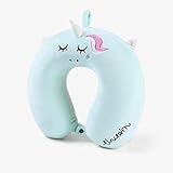 Formemory Cojín cervical de viaje, para niños y adultos, en forma de lindo unicornio, para viajes en el coche, avión, tren