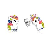 VU100 Pendientes de unicornio para mujeres y niñas, hipoalergénicos, de plata, de unicornio, de Navidad, regalos de fiesta de cumpleaños