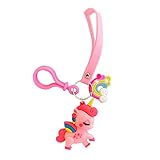 AUTOZOCO - Llavero unicornio con colgante - Llavero Tridimensional Colgante - Llavero Decorativo Animado - Colgante para llaves - llavero 3D - Rosa