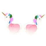 Amosfun Gafas de Unicornio Gafas de Sol de Fiesta de Unicornio Gafas Divertidas en Forma de Corazón Fiesta de Cumpleaños Accesorios de Fotos Hawaii Fiesta de Vacaciones Favorece Suministros 1Pcs