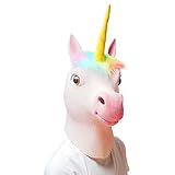 PartyHop Máscara de Unicornio Máscaras de Cabeza de Animal de Látex Realistas para Halloween Desfile de Carnaval Fiesta de Disfraces