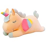 Boosns Juguete Peluche de Unicornio Caricatura de Unicornio Cojines de Peluche (Amarillo, 40cm)