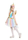 Udekit Vestido de Unicornio de Lujo con Alas, Disfraz de Cosplay de Princesa para Niños de 11 a 14 años