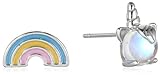 Amazon Brand-HIKARO Pendientes de aguja de plata de ley 925 Pendientes de tuerca de piedra lunar arcoíris Pendientes de unicornio para mujeres niñas Pendientes asimétricos