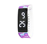 Kiddus Reloj LED Digital para niña o niño. Pulsera de Silicona Suave. Pantalla Rectangular. Batería Japonesa reemplazable. Fácil de Leer y Aprender Las Horas. KI10227 Unicornio Flat