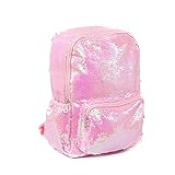 Inca. Mochila escolar niña. Mochila viaje. Mochila lentejuelas reversibles rosa con gorro. Incluye gorro a juego con la mochila de de uniconio con cuerno