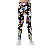 Treer Leggings para Niñas de 3-10 Años con Estampado Lindo Unicornio 3D Leggins Deportivos Moda Suaves Pantalones Largos Completo,con Cintura Elástica (S,Negro)