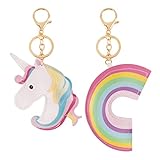 BETESSIN 2pcs Llavero Unicornio y Arcoíris 2pcs Chapas Animales Regalo Llavero para Niña Colgante Decorativo de Mochila Llaves Regalo para Fiesta de Cumpleaños Niñas Fiesta de Navidad Fiesta Infantil