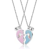 CYWQZZ 2 piezas Best Friends Forever Collar Unicornio BFF Corazón Colgante Collar Conjunto Amistad Accesorios