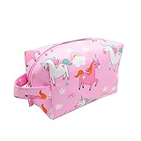 PONETTE - Neceser Infantil, Estuche Niña, Tejido Rosa Chicle con Unicornios Arcoíris Estrellas, Marca Española