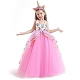 TTYAOVO Vestido de Fiesta con Volantes de Princesa sin Mangas para Niñas Tamaño（140） 7-8 Años 07 Rosa
