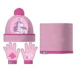 ARDITEX ZK14854 Set de Guantes mágicos, Gorro y Buff de Punto de ZASKA-Unicornio