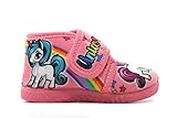 ALCALDE - 876 Rosa - Zapatilla de IR por casa Cubierta con Velcro, Chinela Tipo botín, Pantufla Unicornio, para: Niña Color: Rosa Talla:19