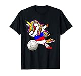 Divertido Dabbing Unicornio Rusia Voleibol - Bandera Rusa Camiseta