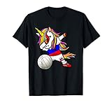 Divertido Dabbing Unicornio Rusia Voleibol - Bandera Rusa Camiseta