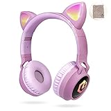 PowerLocus Auriculares Bluetooth de Diadema para niños, Cascos Bluetooth Inalámbricos, Auditiva Límite de 85DB, Sonido Estéreo, con Micrófono, Micro SD, Plegable, Estuche Cascos para Movil, Tablet,PC