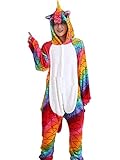 KRAZY TOYS Pijama Animal Entero Unisex para Adultos como Ropa de Dormir-Traje de Disfraz para Festival de Carnaval (Unicornio Muticolor, M/L)