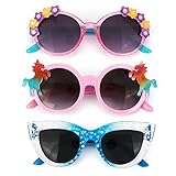 Hifot 3 Piezas Gafas de Sol de Unicornio Ojo De Gato Copo De Nieve Redondo, Gafas de Sol de Fiesta con Patillas Plegables, Decorativas para Niños de 3 a 10 Años