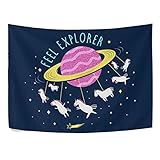 Naanle Tapices de unicornio Planet Galaxy para colgar en la pared, tapices estéticos para dormitorio, sala de estar, dormitorio, hogar, decoración de pared de 80 x 60 pulgadas, horizontal