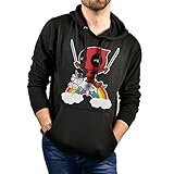 SUPERMOLON Sudadera Unisex Deadpool Unicornio Negro S con Capucha