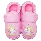 Zapatillas de Estar por Casa para Niñas Niños Pantuflas de Cálido Antideslizante Invierno Caliente Peluche Forradas Slippers(Unicornio Rosa,26/27EU)