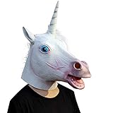 CreepyParty Fiesta de Disfraces de Halloween Máscara de Látex Cabeza de Animal Unicornio Máscara de Carnaval