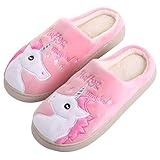 Katara Zapatillas de Estar por casa esponjosas y Planas, Pantuflas Unisex Adulto, Unicornio Pink Magic, 39/40 EU
