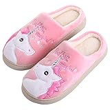 Katara Zapatillas de Estar por casa esponjosas y Planas, Pantuflas Unisex Adulto, Unicornio Pink Magic, 39/40 EU