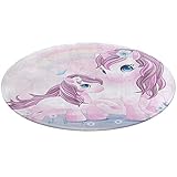 Alfombra Circular Unicornio Alfombra Suave Antideslizante para Decoración del Hogar 60x60cm