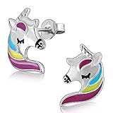 Pendientes de plata de ley 925 unicornio ni?a, pendientes perforados no al¨¦rgicos 925, regalo de cumplea?os