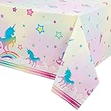 Manteles de Unicornio - 2 Piezas Suministros de Fiesta de Unicornio 137 x 274cm Mantel de Plástico Impreso para Chicas Cumpleaños Fiesta de Bebe Decoraciones de Fiesta Temáticas de Unicornio