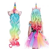 Hifot Diadema Unicornio con Peluca para Niña, Carnaval Halloween Accesorios para Niña, Unicornio Cumpleaños Juguete