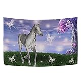 Naanle Tapices de unicornio de lavanda vintage para colgar en la pared, tapices estéticos para el hogar, sala de estar, dormitorio, decoración de pared, 60 x 40 pulgadas, horizontal