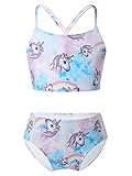 Freebily Bañadores Bikinis 2 Piezas Traje de Baño para Niña Estampado de Unicornios Tankini Bañador Verano Playa Swimsuit para Chicas Morado 4 años