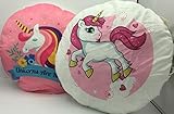 ML Pack de 2 Cojín Unicornio Decorativa Redonda Almohada Rosa para Sofa Jardin Cama Decorativo 30x30x8cm