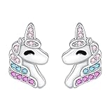 J.MUEN Pendientes de Unicornio de Plata de Ley 925 para Niñas y Mujeres ,Regalo de Cumpleaños para Hija