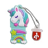 Memoria USB Flash Drive Pen Drive Memory Stick Creativo Dibujos Animados USB3.016GB / 32GB / 64GB / 128GB Seguridad Portátil Chip Original Almacenamiento de Datos Externo (128GB, Unicornio)