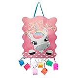Tradineur - Piñata de unicornio, feliz cumpleaños, cartón, rellenar con golosinas, chuches, decoración infantil para fiestas, niñas (Rosa, 37 x 47 cm)