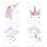 ODOOKON 4 Póster Unicornio Láminas Decorativas para Enmarcar, A4(21x30cm)Sin Marco, Impresión en Material Tejido no Tejido Impresión Artística Imagen Gráfica Decoracion de Pared