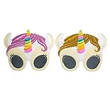 ABOOFAN Gafas de de Unicornio Gafas de Fiesta de Marco de Lentejuelas Funny Novelty Eyeglasses Selfie Props 2 PCS para Tropical Hawaii Beach Party Favor Regalos de Cumpleaños de Niñas