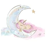 Little Deco Cuadro Unicornio I Luna & Estrellas I A4-21 x 29,7 cm I Cuadros Pared Bebé Cuarto Infantil Tatuaje Deco Niñas Rótulo de DL167