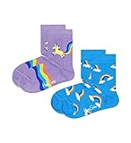 Happy Socks Unicorn & Rainbow Calcetines, Multicolor, 4-6Y (Pack de 2) Unisex Kids