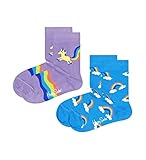 Happy Socks Unicorn & Rainbow Calcetines, Multicolor, 4-6Y (Pack de 2) Unisex Kids