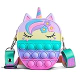 Sichy Pop Bolso It, Pop Bubble Push It Bolsa de Hombro, 2 en 1 Unicornio Juguete Antiestrés y Ansiolítico, Push Pop Bubble Bolso de Juguetes Sensoriales con Bandolera de Longitud Ajustable para Niños