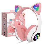 OHAANYY Auriculares inalámbricos Bluetooth para niños, Plegable Ajustables Cascos con Micrófono y Control de Volumen, Auriculares para niña de Mujer Cumpleaños de Navidad (Rosa)