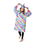 Tanness Sudadera con capucha de unicornio de gran tamaño para niños con bolsillo grande – cómoda sudadera cálida con capucha gigante para niños, niños, niñas, adolescentes – Arco iris