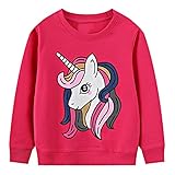 Freebily Sudadera sin Capucha para Niña Unicornios Sudadera de Algodón con Manga Larga Camiseta Chándal Niña Sudadera Casual Pullover Niña Rosa Oscuro 5-6 años